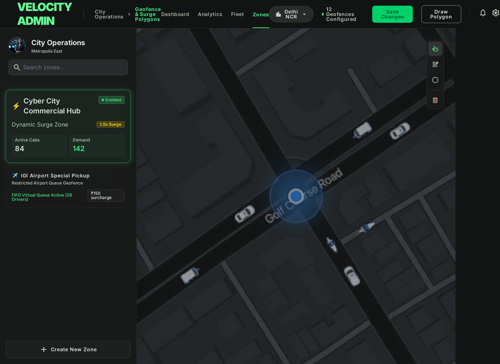 City Geofencing & Surge Zone Polygon Editor