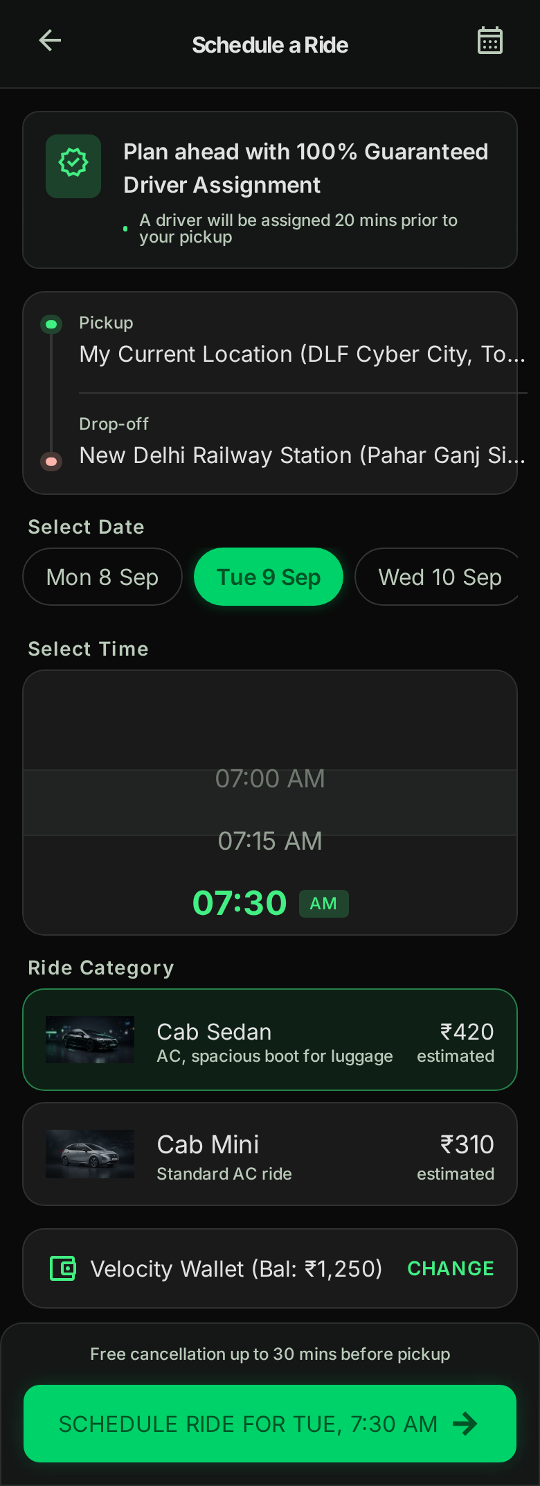 Schedule Ride for Later
