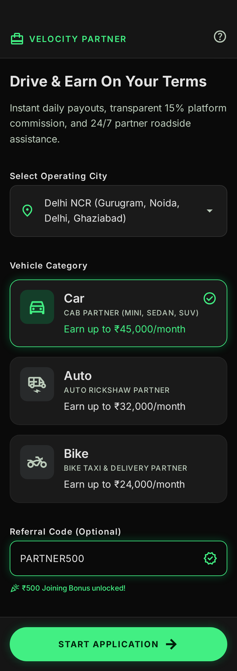 Driver Onboarding & City