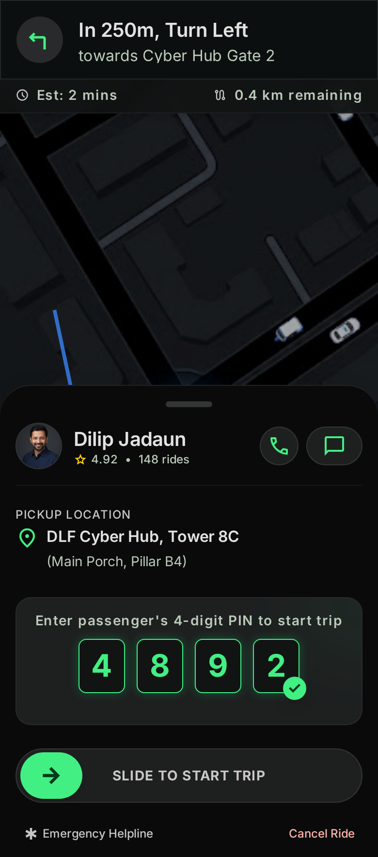 Pickup & Start Trip
